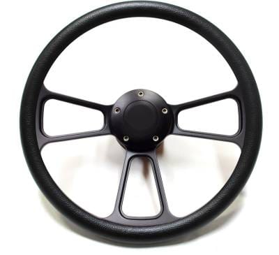 14" Black Billet Muscle Style Steering Wheel Kit w/Your Choice of Horn and Half-Wrap