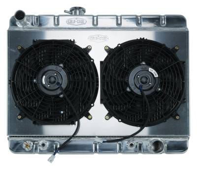 66-67 GTO Aluminum Radiator And 12 Inch Dual Fan Kit W/O AC AT Cold Case Radiators