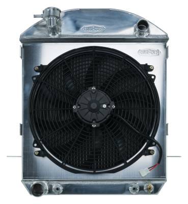 24-27 T-Bucket Ford Engine Aluminum Performance Radiator And 16 Inch Fan Kit Cold Case Radiators