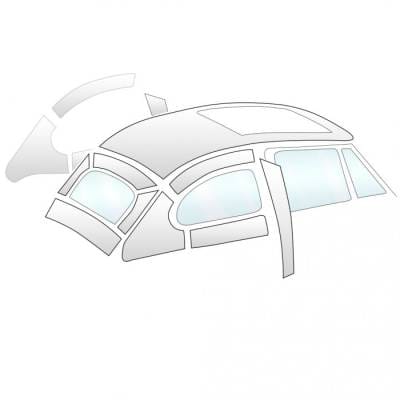 Original Style Headliner w/Post, w/Sliding Sunroof, 1964-67 VW Bug Sedan with Sliding Sunroof (Black Perforated Vinyl)