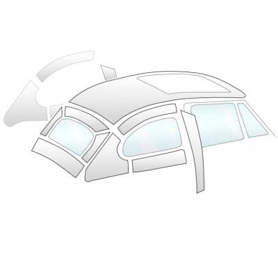 Original Style Headliner w/Post, w/Sliding Sunroof, 1964-67 VW Bug Sedan with Sliding Sunroof (Black Perforated Vinyl)