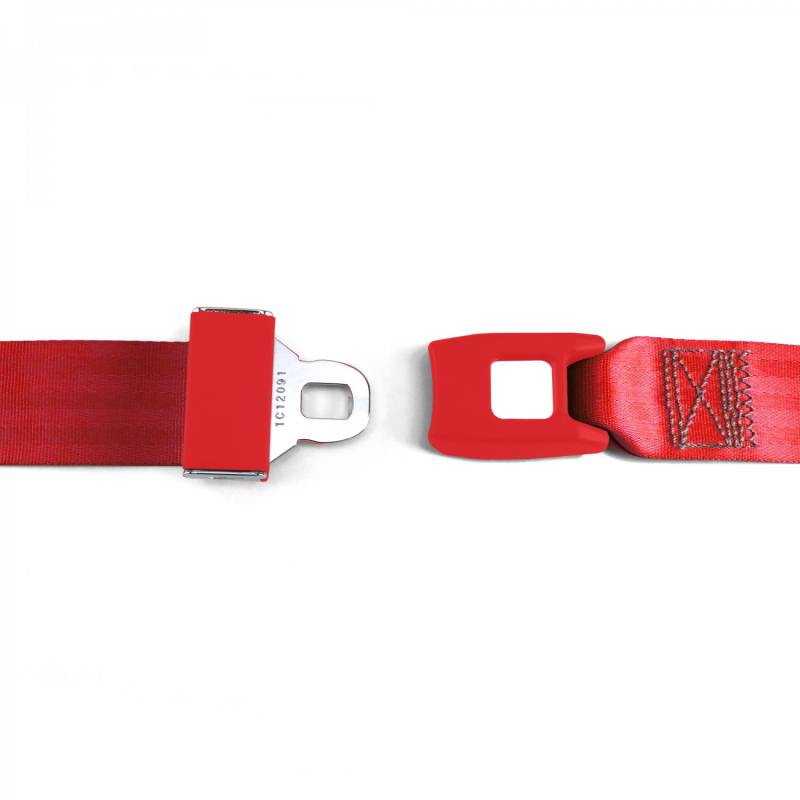 2 Point Red Lap Seat Belt, Standard Buckle, Pair