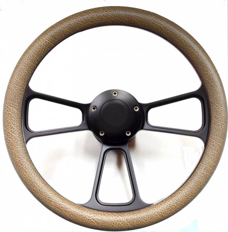 14" Billet Full Wrap Custom Steering Wheel Hub & Horn Button Street/Hot Rod