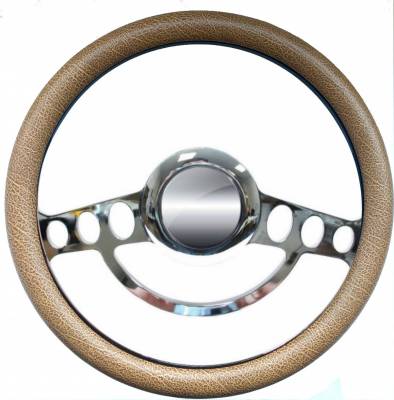 Forever Sharp Steering Wheels - 14" Polished Billet Hot Rod Steering Wheel w/Your Choice of Half-Wrap