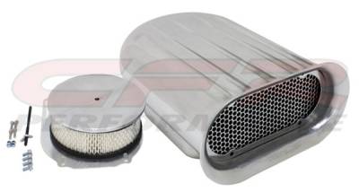 CFR - Single 4 Barrel Scoop Air Cleaner Finned Chrome Hilborn Style