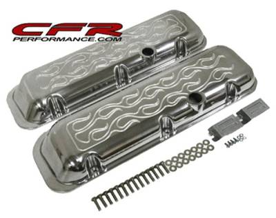 CFR - 1965-95 Chevy Big Block 396-427-454-502 Short Aluminum Flamed Billet Valve Covers