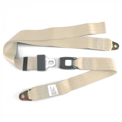 SafeTboy - 2 Point Offwhite Lap Seat Belt, Standard Buckle, Pair