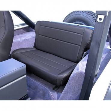 Rugged Ridge - Fold and Tumble Rear Seat, Black Denim; 76-95 Jeep CJ/Wrangler YJ
