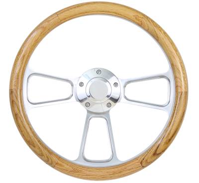 Forever Sharp Steering Wheels - 14" Polished Billet w/Wood Half Wrap Steering Wheel