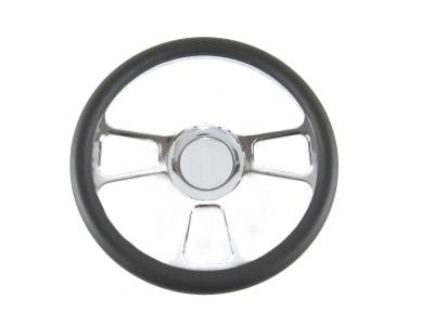 Big Dog Auto - 14" Black Leather & Chrome Steering Wheel