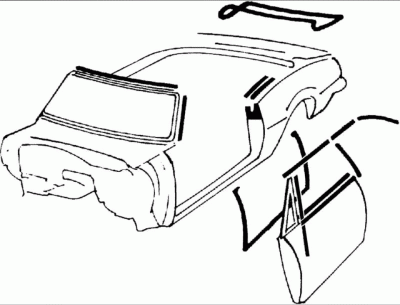 OER - *R5102 - 1967 Camaro / Firebird Convertible Weatherstrip Kit with Reproduction Windowfelts (flat chrome bead)