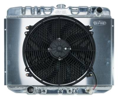 Cold Case - 67-70 Mustang BB 24 Inch Aluminum Performance Radiator And 16 Fan Kit AT Cold Case Radiators
