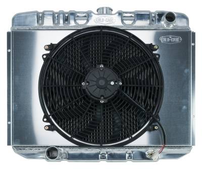 Cold Case - 67-70 Mustang BB 24 Inch Aluminum Performance Radiator And 16 Fan Kit MT Cold Case Radiators