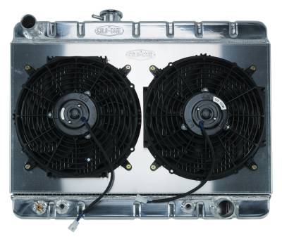 Cold Case - 66-67 GTO Aluminum Radiator And 12 Inch Dual Fan Kit W/AC AT Cold Case Radiators