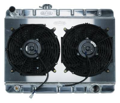 Cold Case - 66-67 GTO Aluminum Radiator And 12 Inch Dual Fan Kit W/AC MT Cold Case Radiators