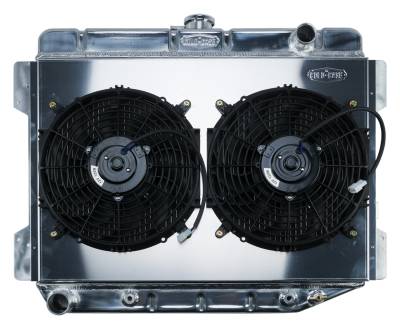 Cold Case - 70-74 E Body Challenger Aluminum Performance Radiator And 12 Inch Dual Fan Kit AT 17x26 Inch Cold Case Radiators
