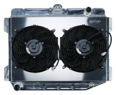 Cold Case - 70-74 E Body Challenger Aluminum Performance Radiator And 12 Inch Dual Fan Kit MT 17x26 Inch Cold Case Radiators