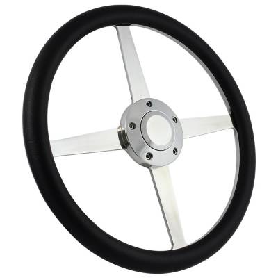 Forever Sharp Steering Wheels - 14" Lakester Style Billet Aluminum Steering Wheel Kit w/Your Choice of Horn and Half Wrap