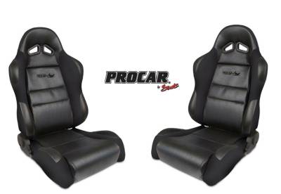 ProCar by SCAT - Sportsman Series 1605 Reclining Racing Style Suspension Seat -Black - Pair