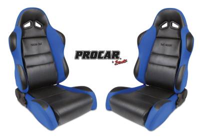 ProCar by SCAT - Sportsman Series 1605 Reclining Racing Style Suspension Seat -Black/Blue - Pair