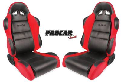 ProCar by SCAT - Sportsman Series 1605 Reclining Racing Style Suspension Seat -Black/Red - Pair