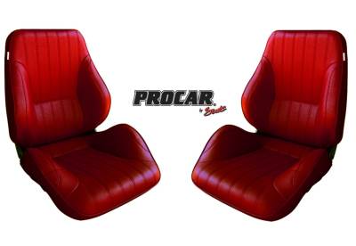 ProCar by SCAT - Rally 1050 Series Reclining Lowback Seat -Red Vinyl- Pair