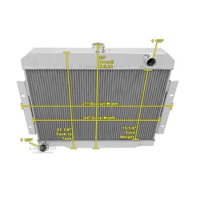 Champion Cooling Systems - Two Row Aluminum Radiator for Jeep CJ6, Includes Fan & Shroud - Image 3