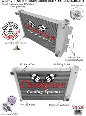 Champion Cooling Systems - Champion 4 Row Aluminum Radiator Combo for 1965 -1987 Buick, Pontiac, Olds, Chevy MC571Combo - Image 4