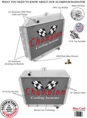 Champion Cooling Systems - Champion Three Row All Aluminum Radiator Ford F-Series/Bronco w/Chevy V8 CC833 - Image 3
