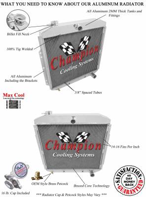 Champion Cooling Systems - Champion Four Row Radiator for 1953-1956 Ford Truck w/Chevy Configuration MC8356 - Image 3
