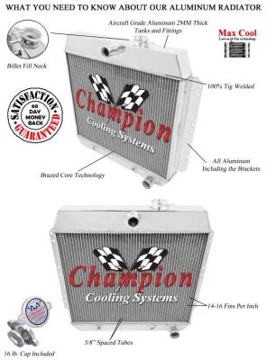 Champion Cooling Systems - Champion Cooling Three Row Aluminum Radiator 1949-1954 Chevy CC4954 - Image 3