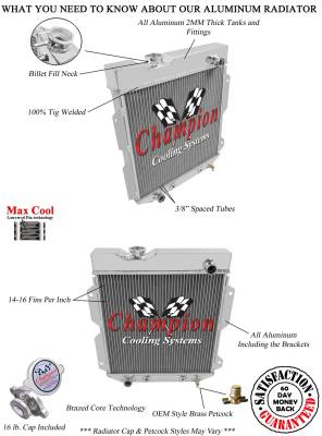 Champion Cooling Systems - Champion Three Row All Aluminum Radiator Ford F-Series 1960 - 65 CC6065 LD - Image 3