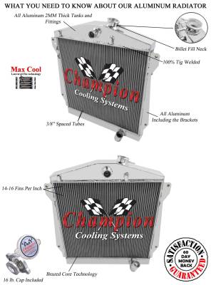 Champion Cooling Systems - Champion 3 Row Aluminum Radiator for 1943-1948 Chevy Cars CC4348 - Image 3