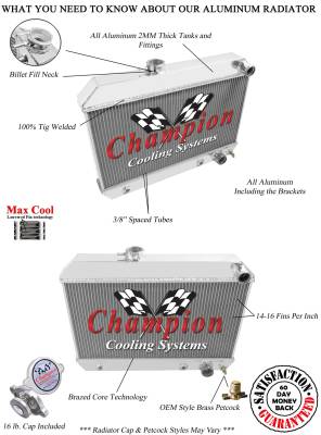 Champion Cooling Systems - Champion 3 Row Aluminum Radiator for 1962 -1963 Buick Skylark CC1649 - Image 3