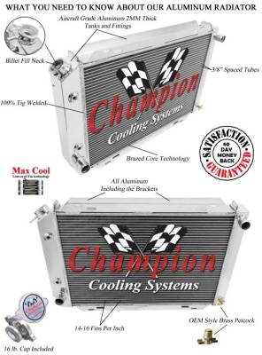 Champion Cooling Systems - Champion 3 Row Aluminum Radiator for 1979 - 1993 Ford Mustang CC138 - Image 3