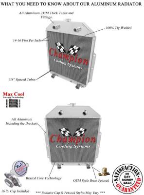 Champion Cooling Systems - Champion Two Row Aluminum Radiator for 1942-1952 Ford Truck w/Flathead V8 EC4252FH - Image 3