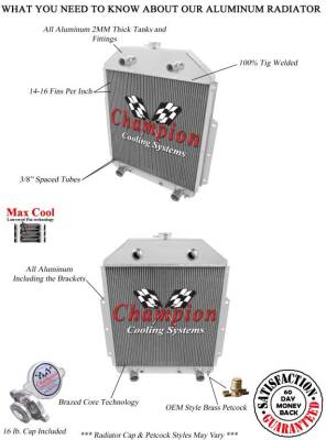 Champion Cooling Systems - Champion Three Row Aluminum Radiator for 1942-1952 Ford Truck w/Flathead V8 CC4252FH - Image 3