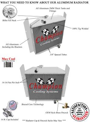 Champion Cooling Systems - Champion Three Row Aluminum Radiator for 1949-1952 Studebaker - Image 3