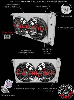 Champion Cooling Systems - Three Row All Aluminum Radiator Combo for 75-87 GM FSCC162-R - Image 2