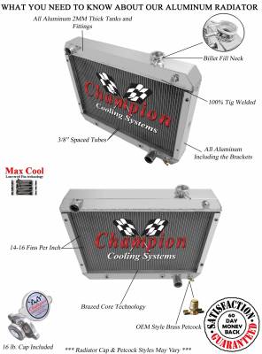 Champion Cooling Systems - Champion Three Row Aluminum Radiator 62-65 Chevy II Nova CC6265 - Image 3