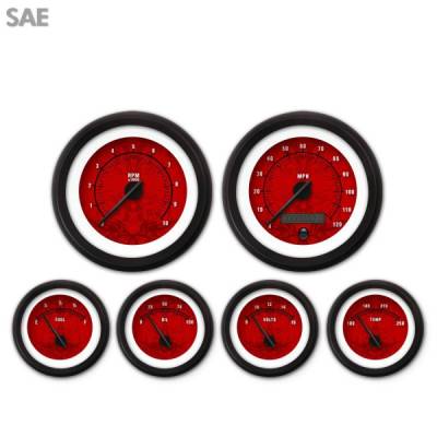 6 Gauge Set - SAE Tribal Red , Black Modern Needles, Black Trim Rings ~ Style Kit DIY Install