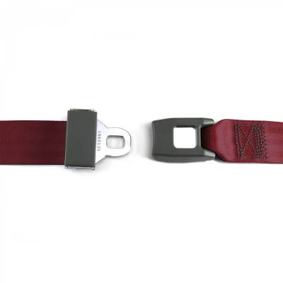 SafeTboy - 2 Point Burgundy Lap Seat Belt, Standard Buckle, Pair - Image 2