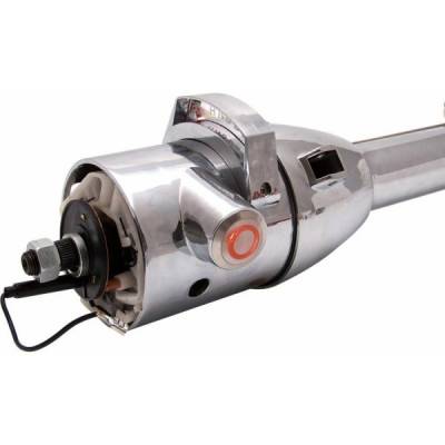 Steering Columns - Helix - 33" Red Push Button Start Chrome Steering Column Automatic with Gear Indicator Window and Shifter