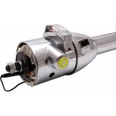 Steering Columns - Helix - 33" Yellow Push Button Start Chrome Steering Column Automatic with Gear Indicator Window and Shifter