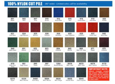 Cut Pile Color Chart