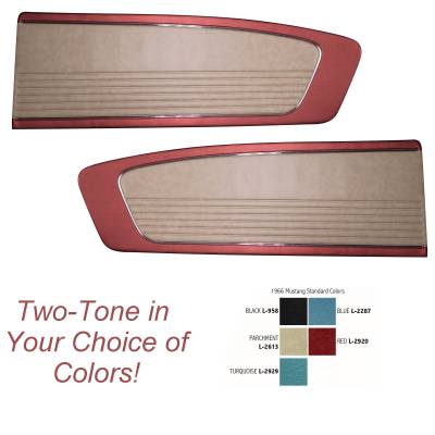 Two-Tone Vinyl Door Panel (Pair) 1966 Mustang Coupe, Convertible, Fastback