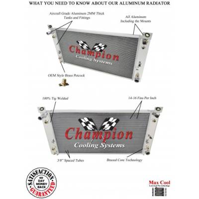 Champion Cooling Systems - Three Row Champion Aluminum Radiator for 1999 - 2011 Chevy Pick Up, CC2370 - Image 4