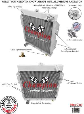 Champion Cooling Systems - Three Row All Aluminum Radiator 1955-1957 Ford Thunderbirds - Image 3