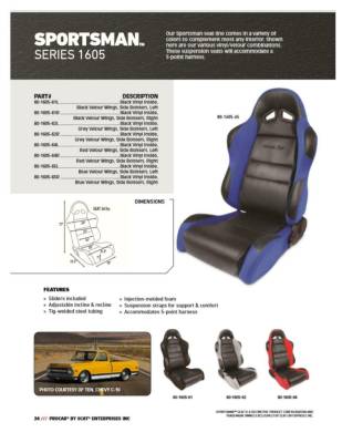 ProCar by SCAT - Sportsman Series 1605 Reclining Racing Style Suspension Seat -Black/Blue - Pair - Image 2