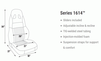 ProCar by SCAT - Series 1614 Reclining Racing Style Suspension Seat -Black Vinyl- Pair - Image 4